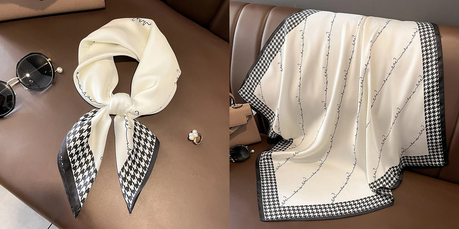 Luxury Floral Silk Scarf – Soft Satin Square Wrap for Hair, Neck & Hijab