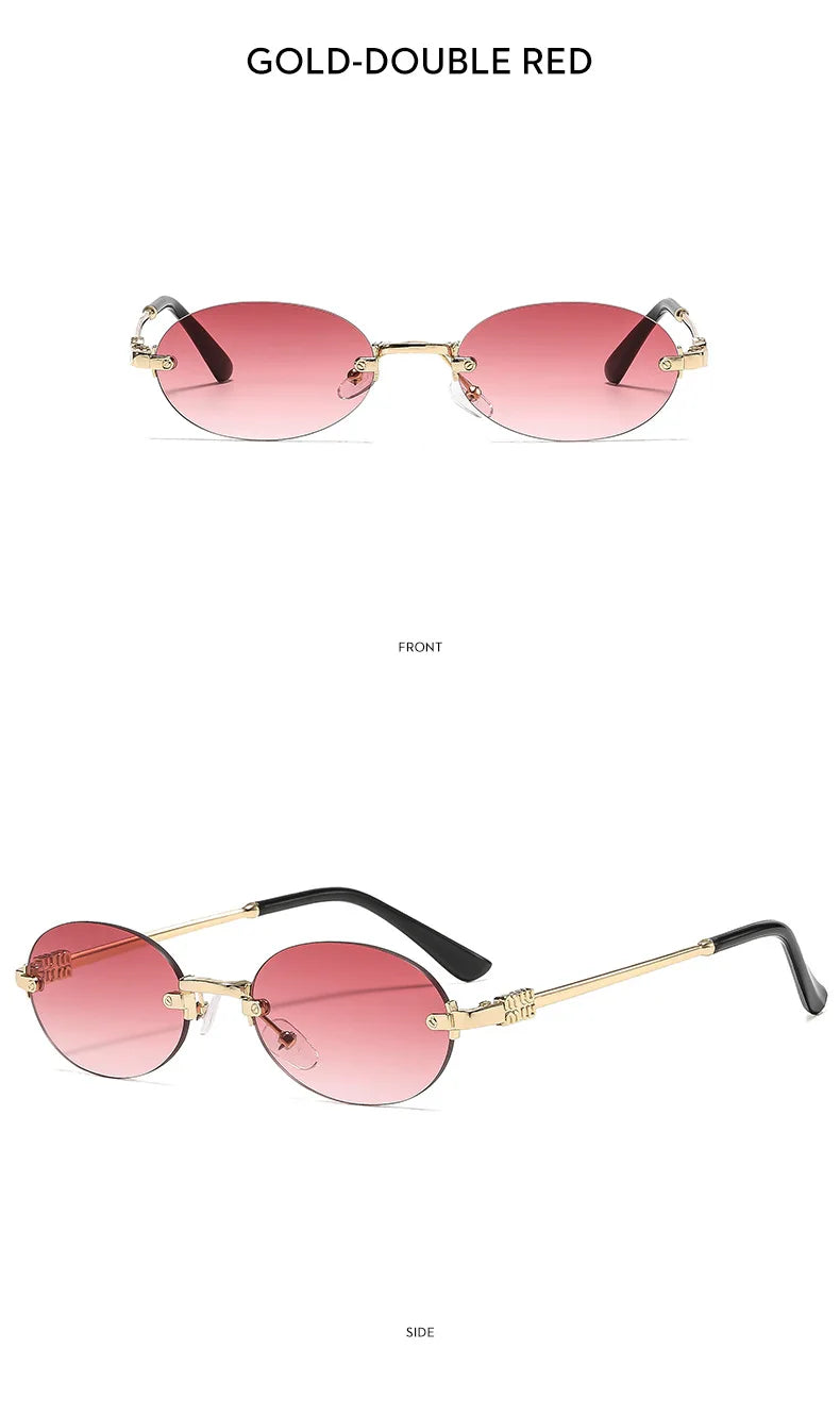 Frameless Oval Sunglasses – Luxury Summer Shades with UV Protection