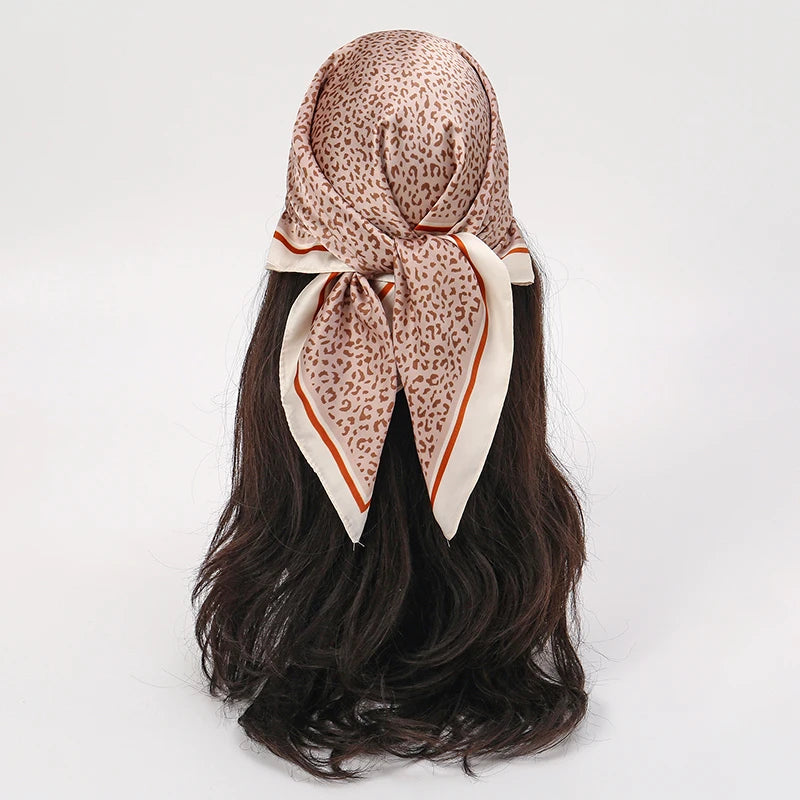 Bohemian Floral Silk Scarf – Tropical Print Square Satin Wrap for Hair, Neck & Hijab