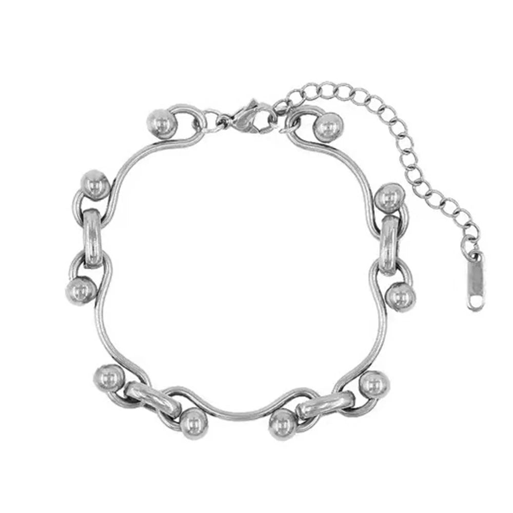 Y2K Wave Ball Chain Necklace – Stainless Steel Punk Grunge Style for Women & Men