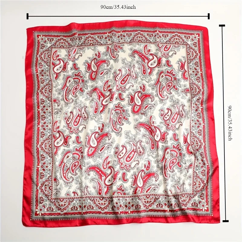 Luxury Silk Square Scarf – Elegant Satin Shawl & Headband Wrap for Women