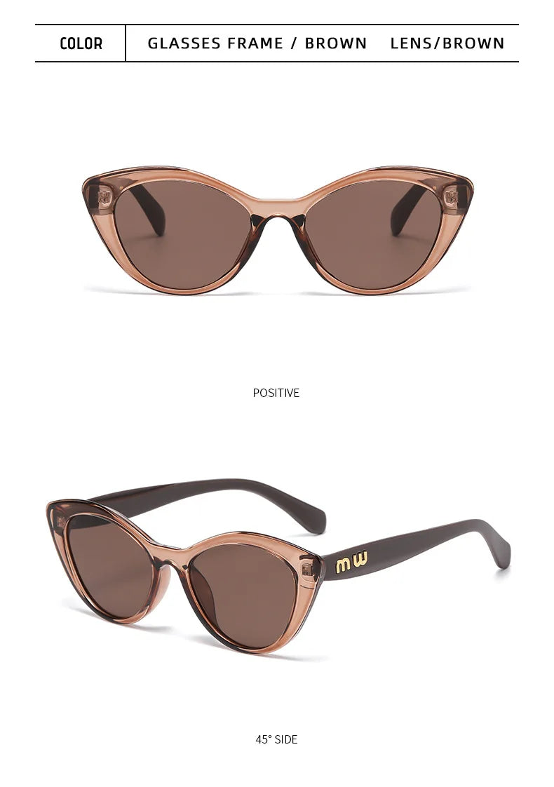 Cat Eye Sunglasses – Black & Leopard Small Frame UV400 Designer Style