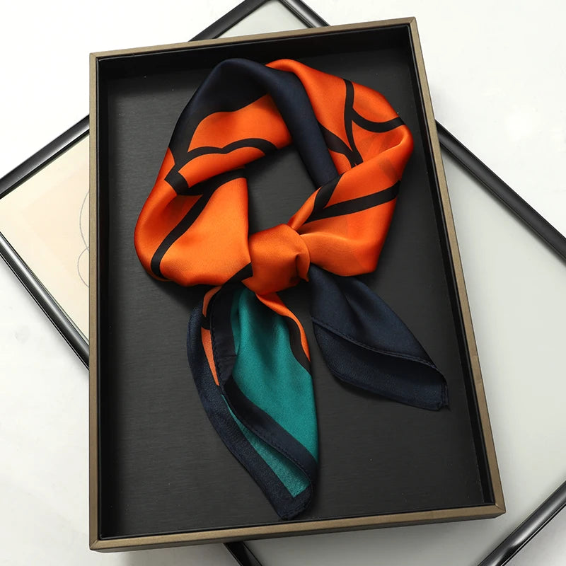 Luxury Silk Feel Scarf – Square Satin Wrap in 60 Colors for Hair, Neck & Hijab