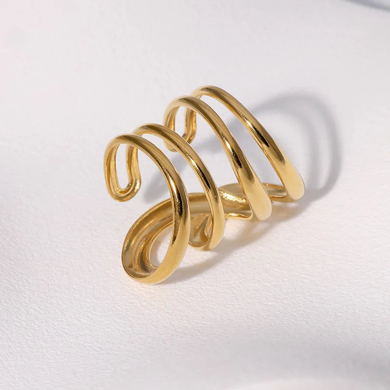 Irregular Wave Ring – Adjustable Gold Stainless Steel Statement Piece for Women & Men