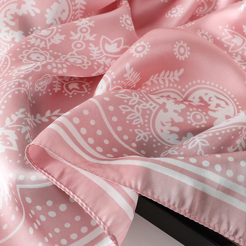 Floral Silk Hair Scarf – Elegant Spring Print Bandana for Hair, Neck & Head Styling