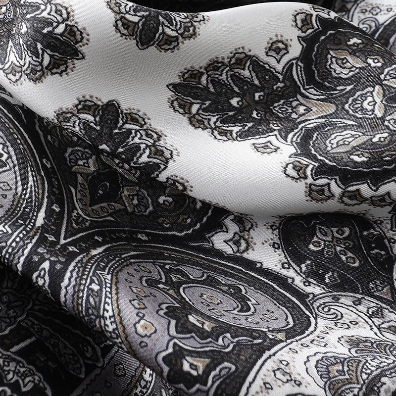 Bohemian Floral Silk Scarf – Luxury Square Satin Wrap for Hair, Neck & Hijab