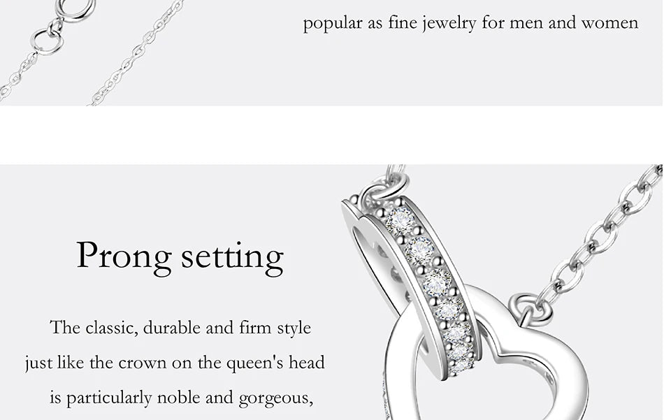 PERFANY Moissanite Double Heart Necklace – S925 Silver Luxury Lab-Diamond Pendant for Women