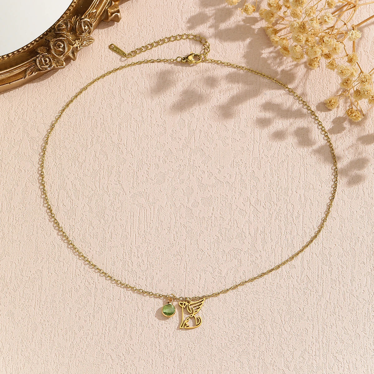 Bird Wing Name Pendant – Custom Stainless Steel Necklace for Valentine’s Day