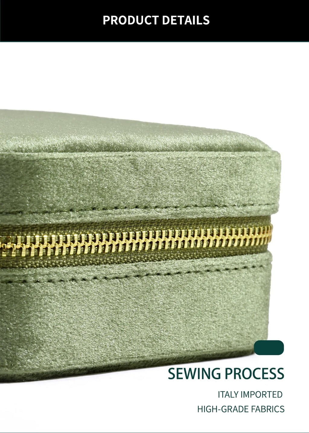 TAIMY Vintage Velvet Jewelry Box – Retro Green Travel Ring Case with Mirror