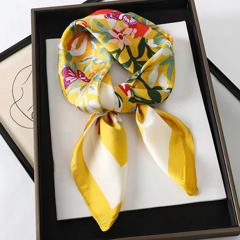 Luxury Square Silk Scarf – Elegant Satin Hijab & Headband Wrap for Women
