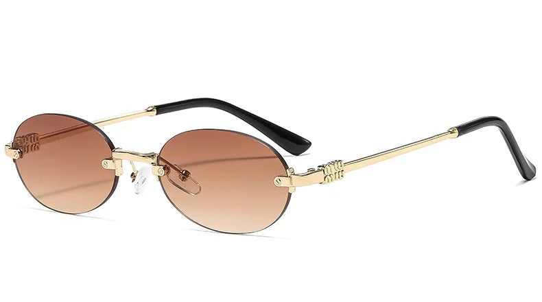 Frameless Oval Sunglasses – Luxury Summer Shades with UV Protection