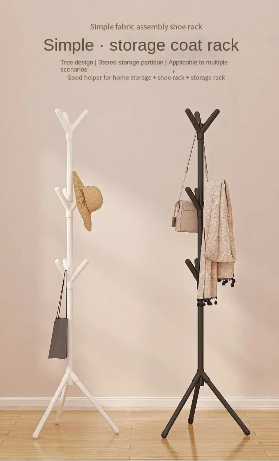 Tree Branch Coat Rack – Floor-Standing Clothes & Hat Holder for Bedroom or Entryway