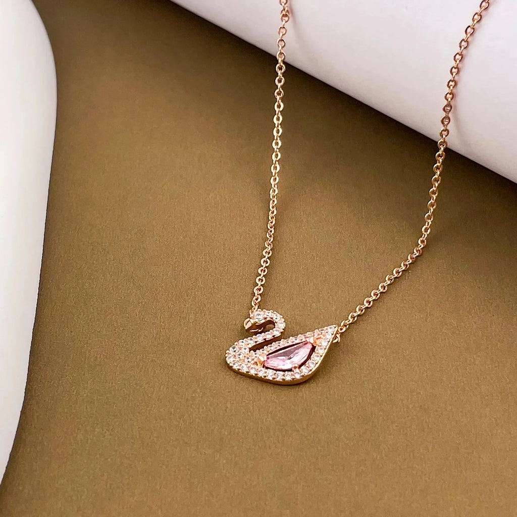 Copper Swan Necklace – Non-Fading Elegant Clavicle Chain for Women, Perfect Valentine’s Gift