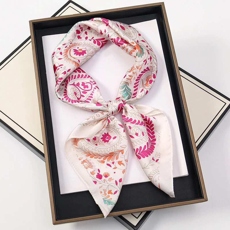 Luxury Silk Feel Scarf – Square Satin Wrap in 60 Colors for Hair, Neck & Hijab