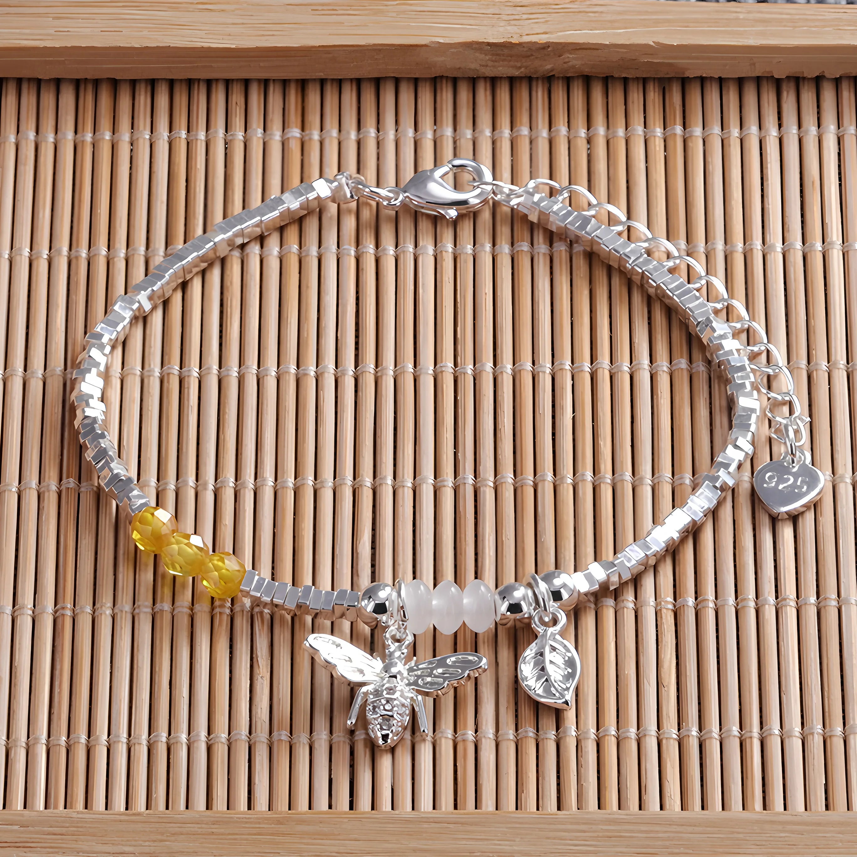 VENTFILLE 925 Silver Butterfly Bracelet – Cute Beaded String Design for Girls