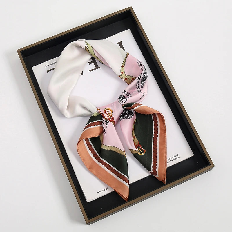 Luxury Square Silk Scarf – Elegant Satin Hijab & Headband Wrap for Women