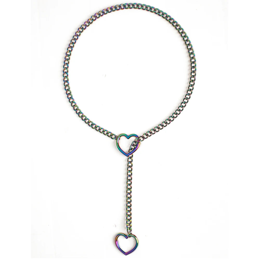 Heart Slip Chain Choker – Punk Rock Adjustable Love Necklace for Women