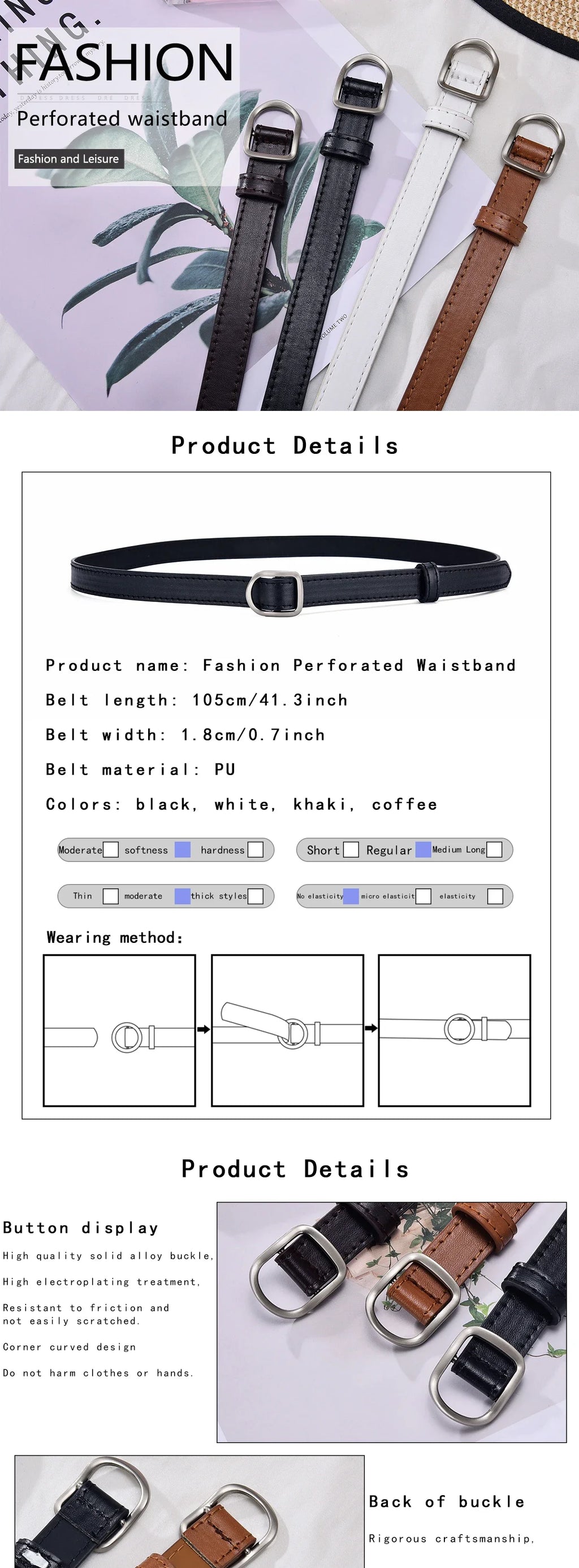 Casual Perforated PU Leather Belt – Simple Unisex Style for Jeans