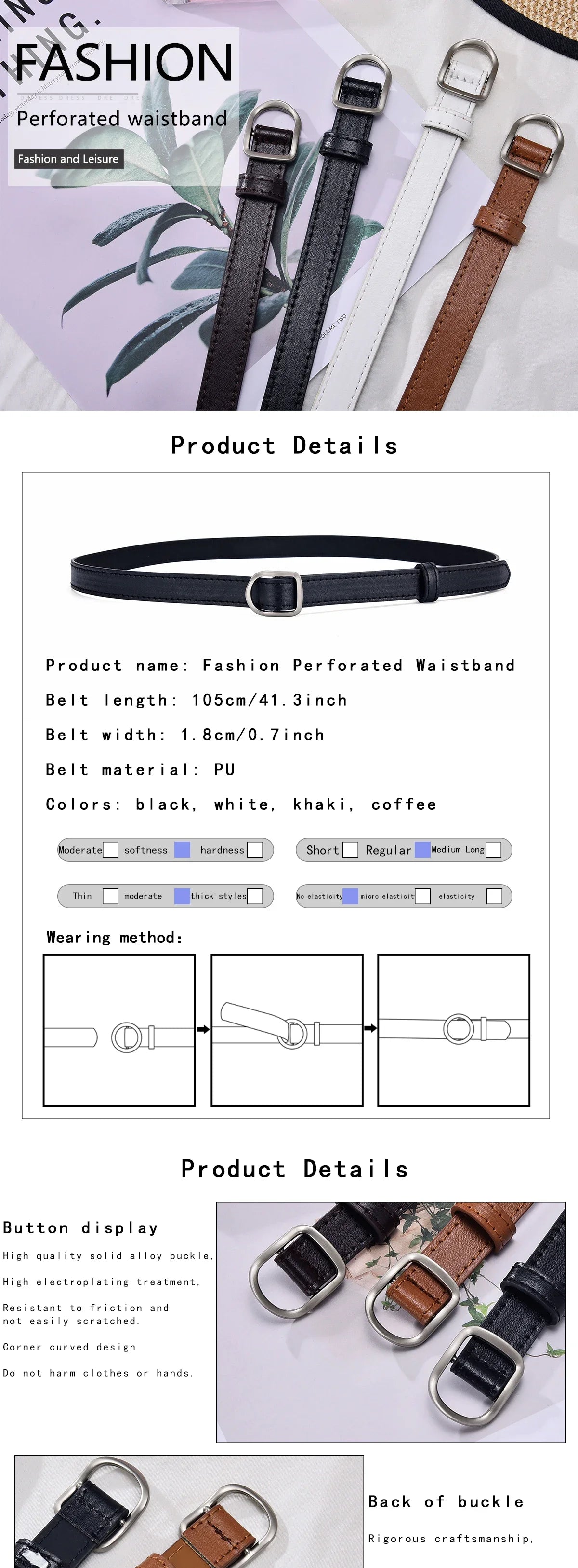 Casual Perforated PU Leather Belt – Simple Unisex Style for Jeans