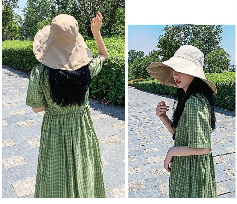 Wide Brim UPF 50+ Sun Hat – Double-Sided Anti-UV Beach & Hiking Cap for Women