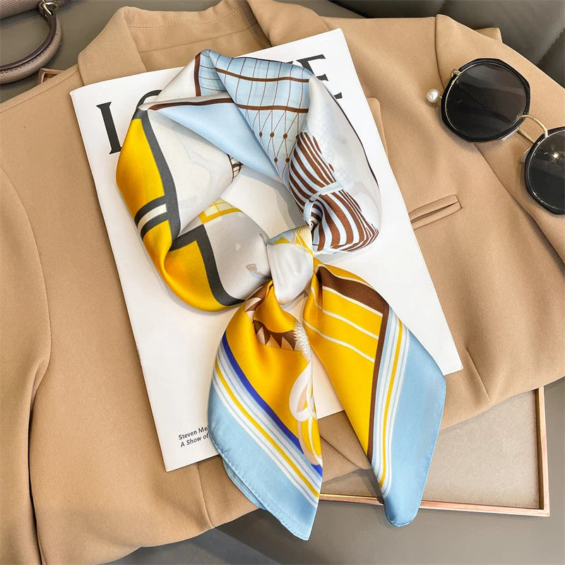 Luxury Silk Feel Scarf – Square Satin Wrap in 60 Colors for Hair, Neck & Hijab