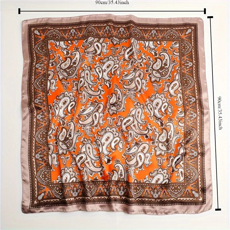 Luxury Silk Square Scarf – Elegant Satin Shawl & Headband Wrap for Women