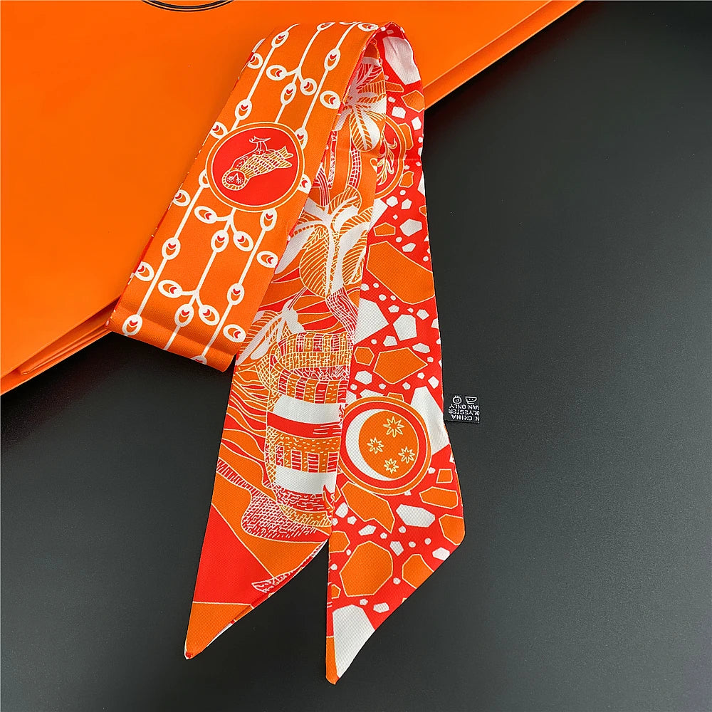 Gorgeous Saddle Print Silk Scarf – Elegant 2023 Designer Style for Hair, Bags & Neck