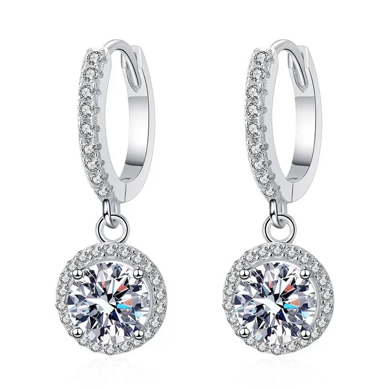 925 Silver 1 ct Moissanite Stud Earrings – Luxurious Round-Cut Sparkle for Evening Wear