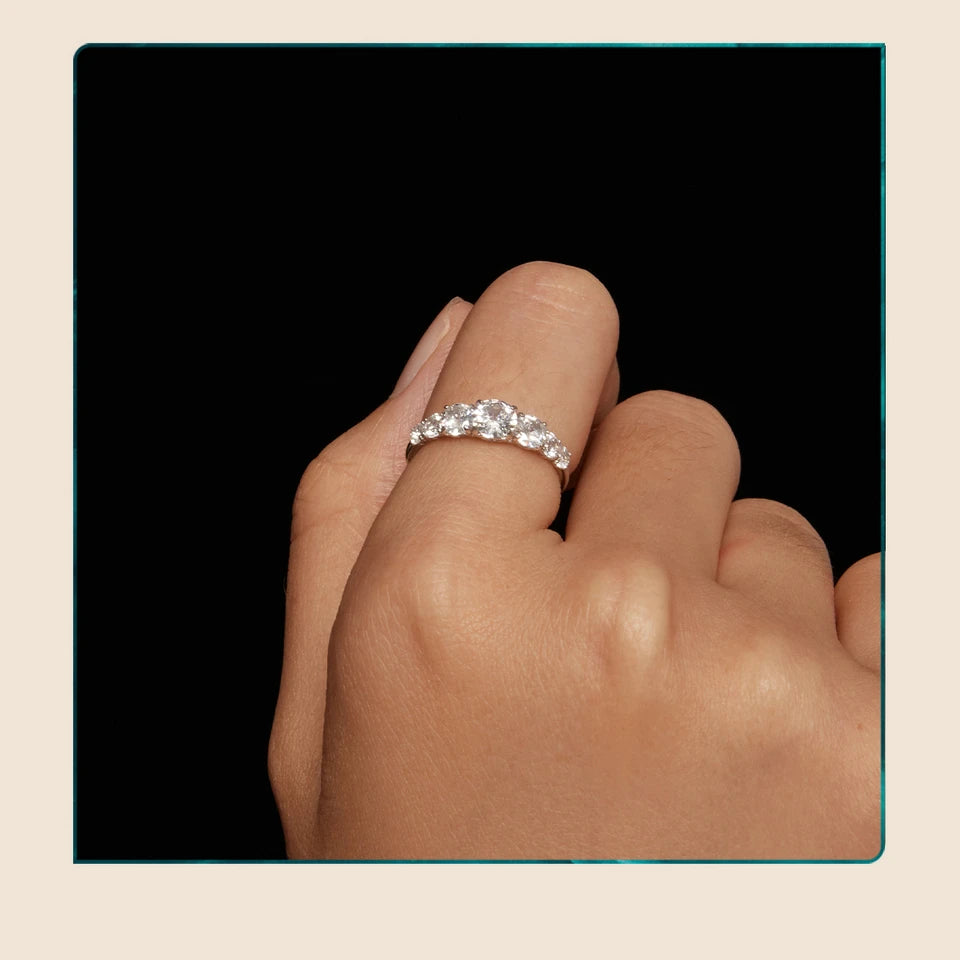 Bamoer Heart Moissanite Ring – D-Color VVS1 Lab Diamond in 925 Silver for Engagement or Wedding