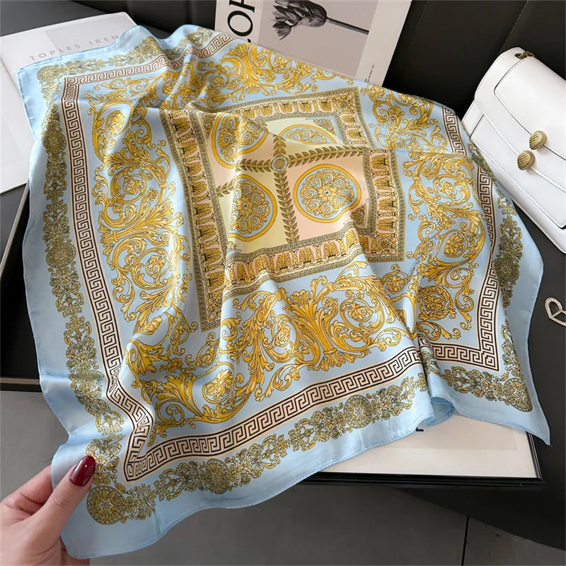 Printed Silk Scarf – Luxury Square Pashmina for Hair, Neck & Head Styling