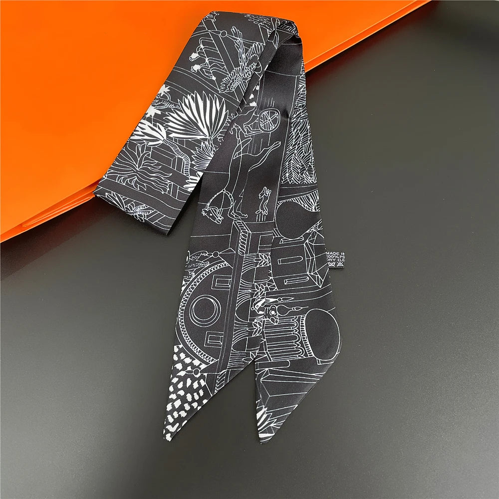 Gorgeous Saddle Print Silk Scarf – Elegant 2023 Designer Style for Hair, Bags & Neck
