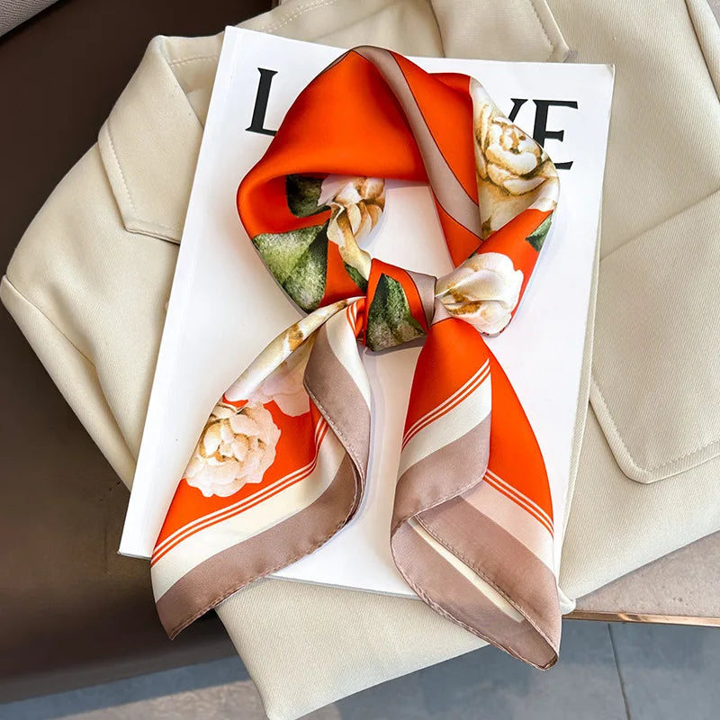 Printed Silk Scarf – Luxury Square Pashmina for Hair, Neck & Head Styling