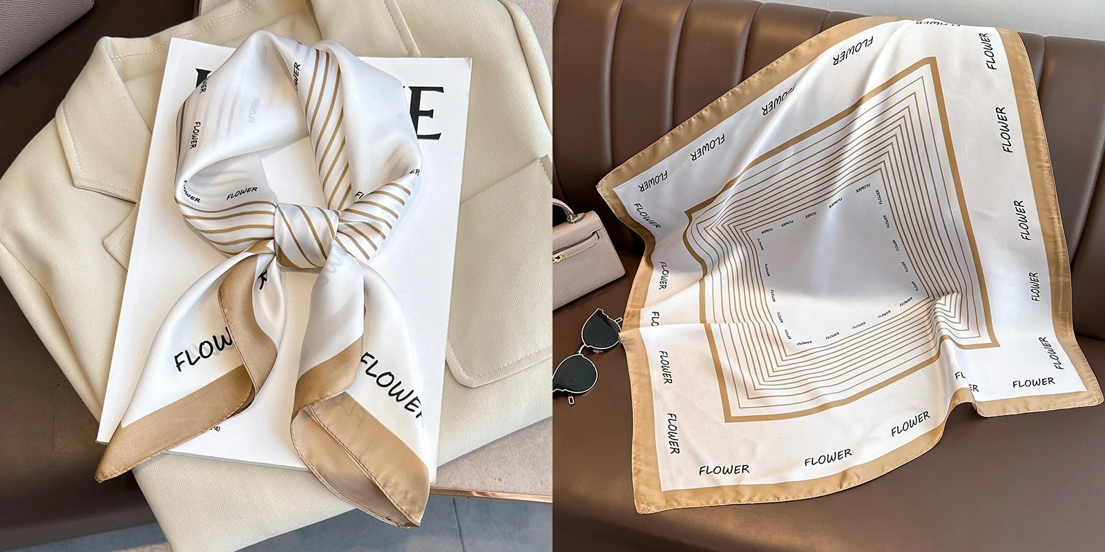 Luxury Floral Silk Scarf – Soft Satin Square Wrap for Hair, Neck & Hijab