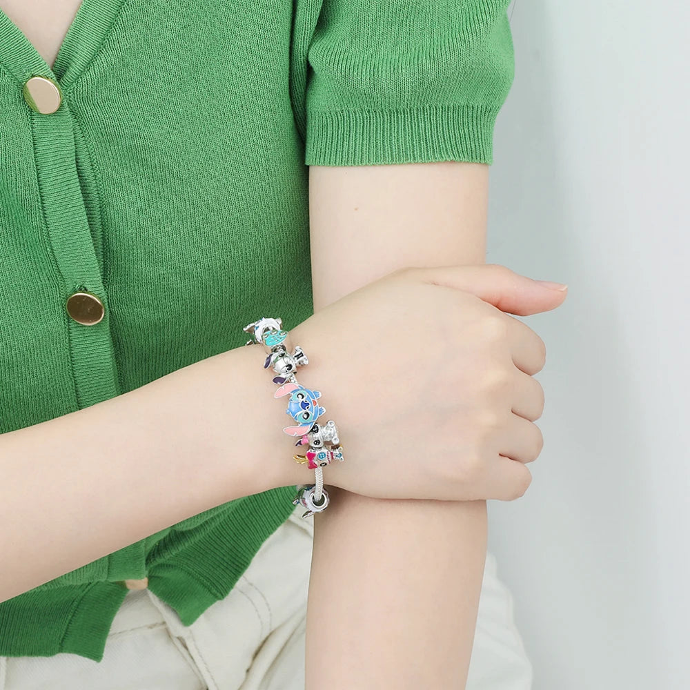 Disney Lilo & Stitch Beaded Bracelet – Cute Charm Bangle for Women & Kids