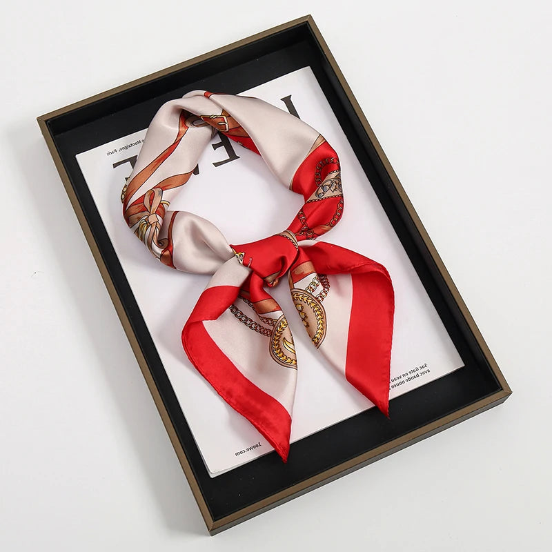 Luxury Square Silk Scarf – Elegant Satin Hijab & Headband Wrap for Women