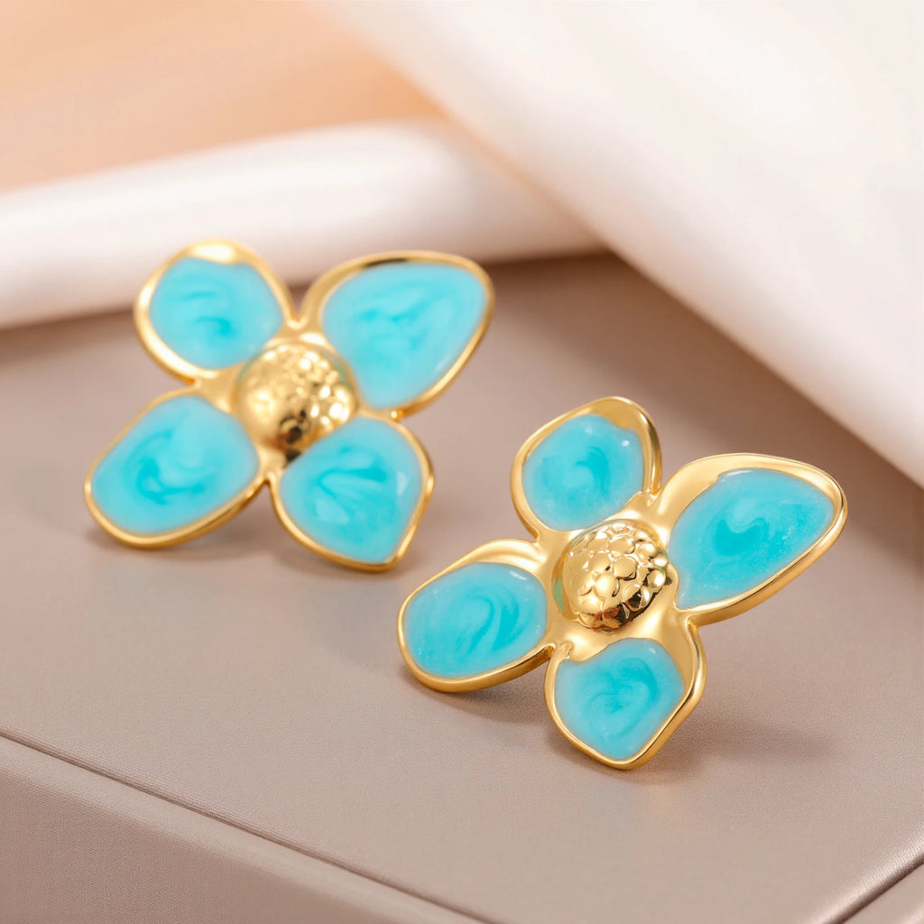 Cazador 2-Piece Flower Stud Earrings – 2025 Stainless Steel Trend for Parties, Weddings & Gifts