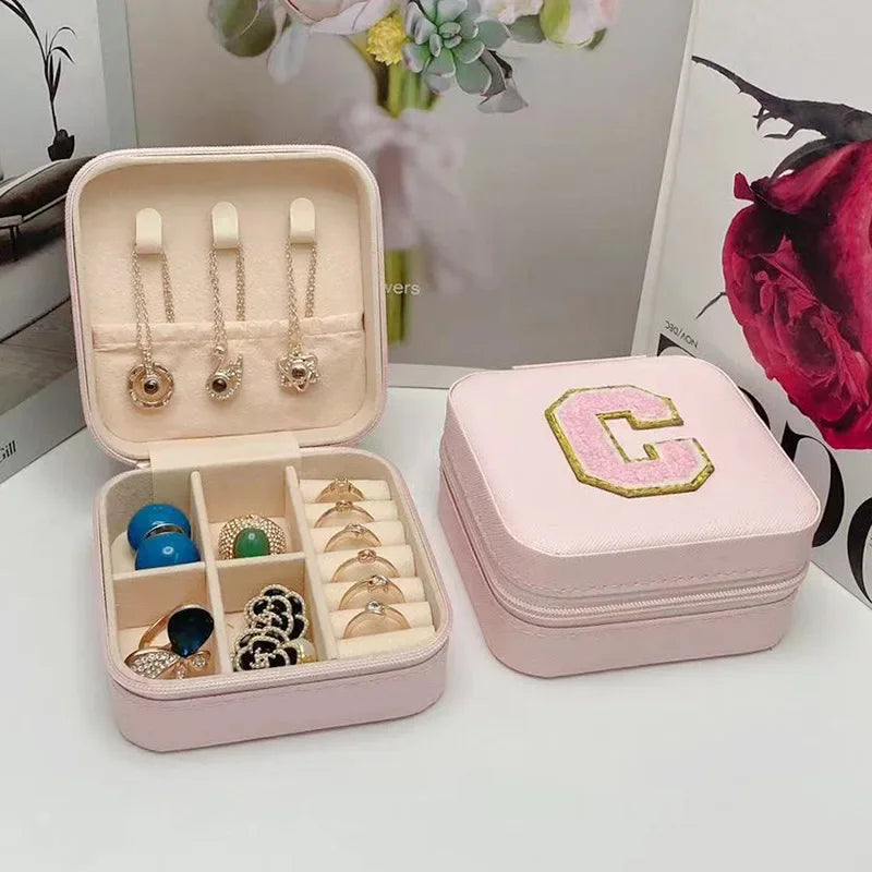 Mini Initial Jewelry Box – Personalized Travel Case, Perfect Bridesmaid or Birthday Gift
