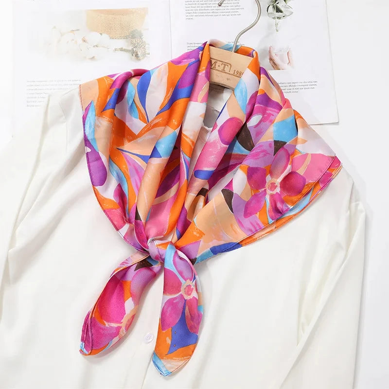 Printed Silk Scarf – Luxury Square Pashmina for Hair, Neck & Head Styling