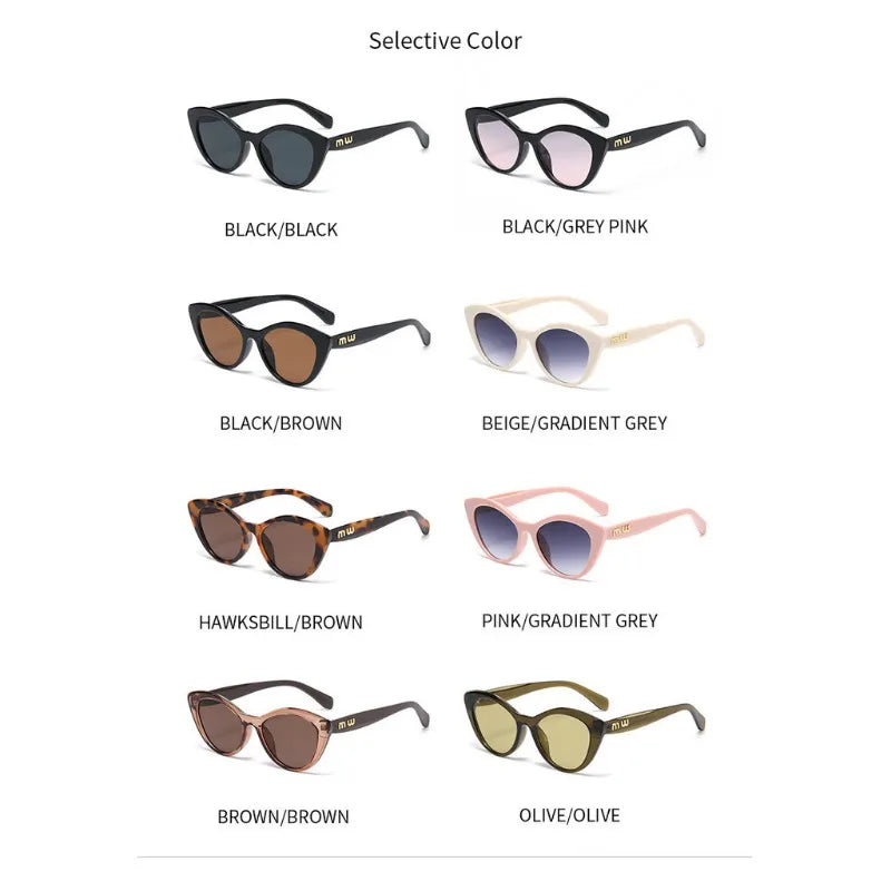 Cat Eye Sunglasses – Black & Leopard Small Frame UV400 Designer Style