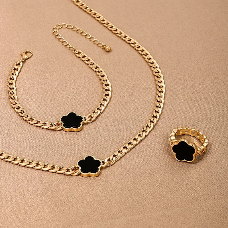 Vintage Gold Geometry Jewelry Set – Simple Circle Necklace & Earrings for Daily Wear and Parties