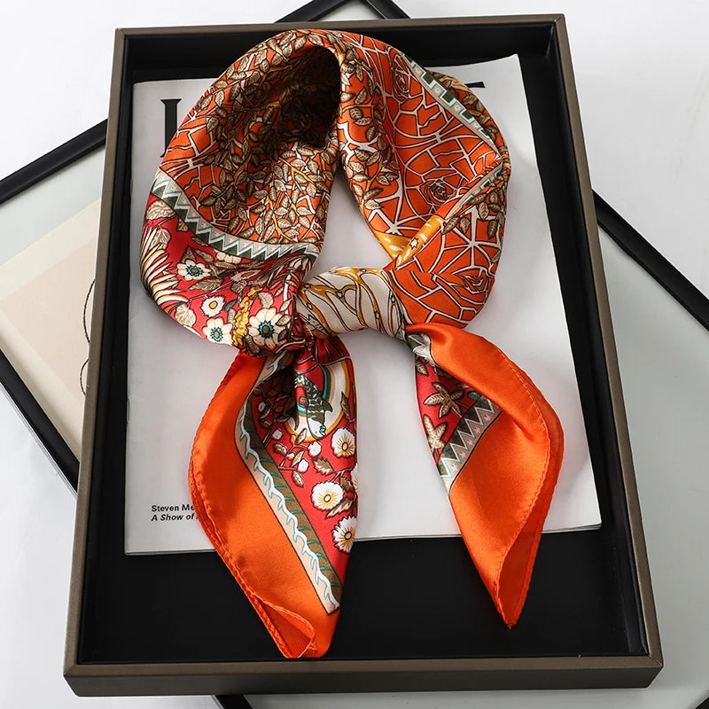 Luxury Silk Feel Scarf – Square Satin Wrap in 60 Colors for Hair, Neck & Hijab