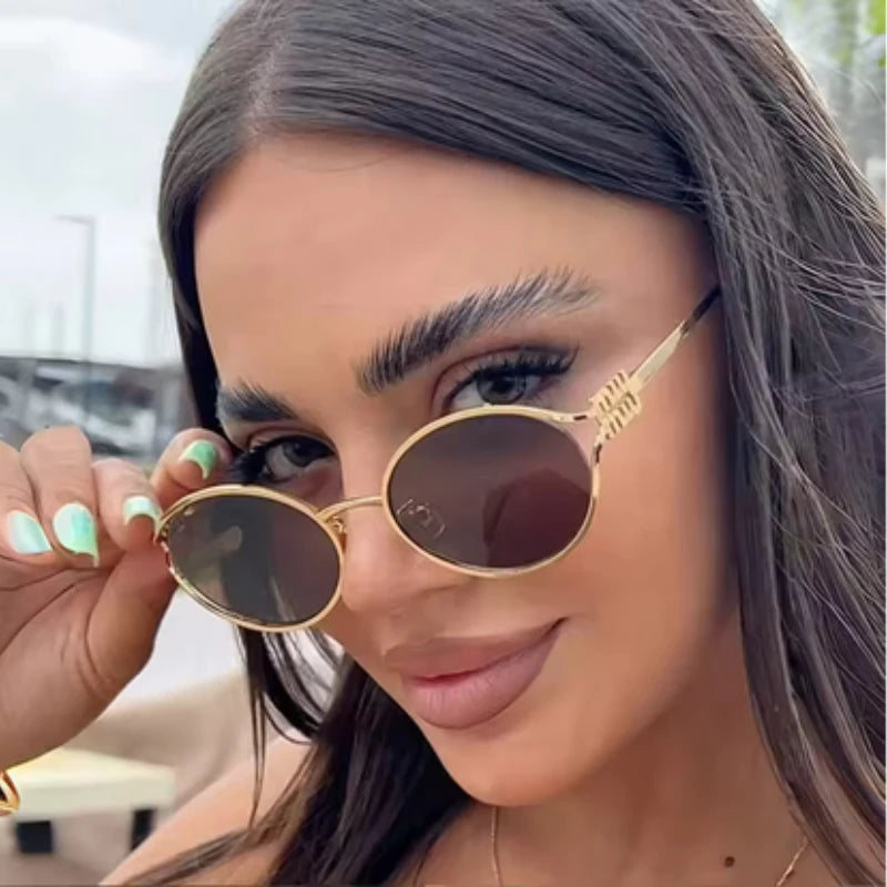 Metallic Cat Eye Sunglasses – Retro Small Frame Unisex UV Protection