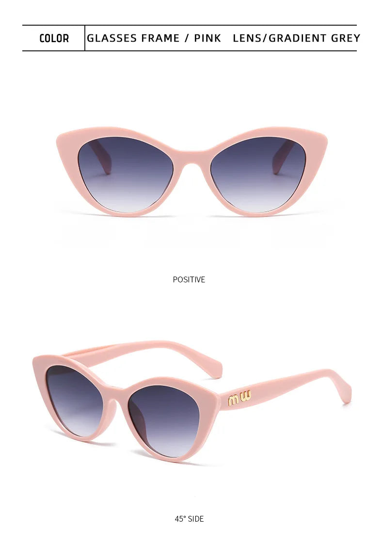 Cat Eye Sunglasses – Black & Leopard Small Frame UV400 Designer Style