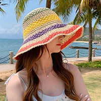 Big Brim Beach Sun Hat – Foldable Straw UV-Cut Visor for Women, Vintage Summer Style