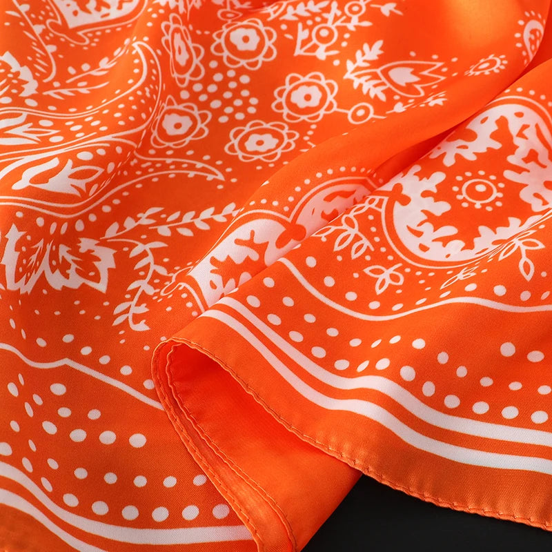 Floral Silk Hair Scarf – Elegant Spring Print Bandana for Hair, Neck & Head Styling