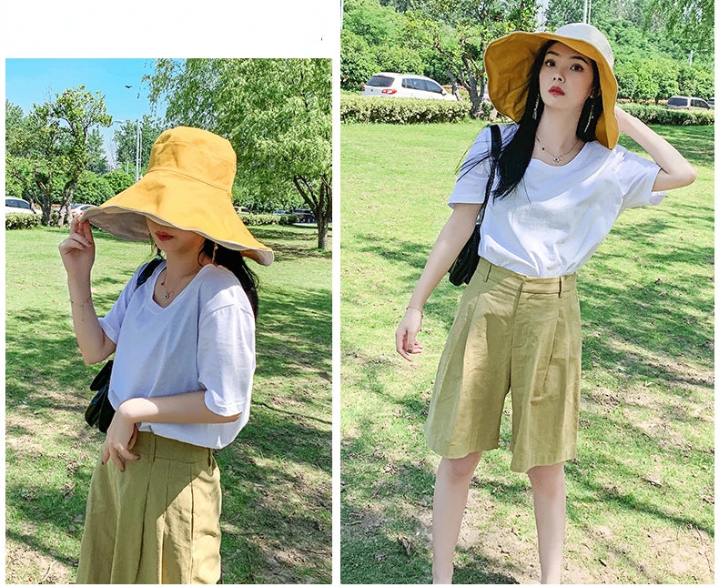Wide Brim UPF 50+ Sun Hat – Double-Sided Anti-UV Beach & Hiking Cap for Women