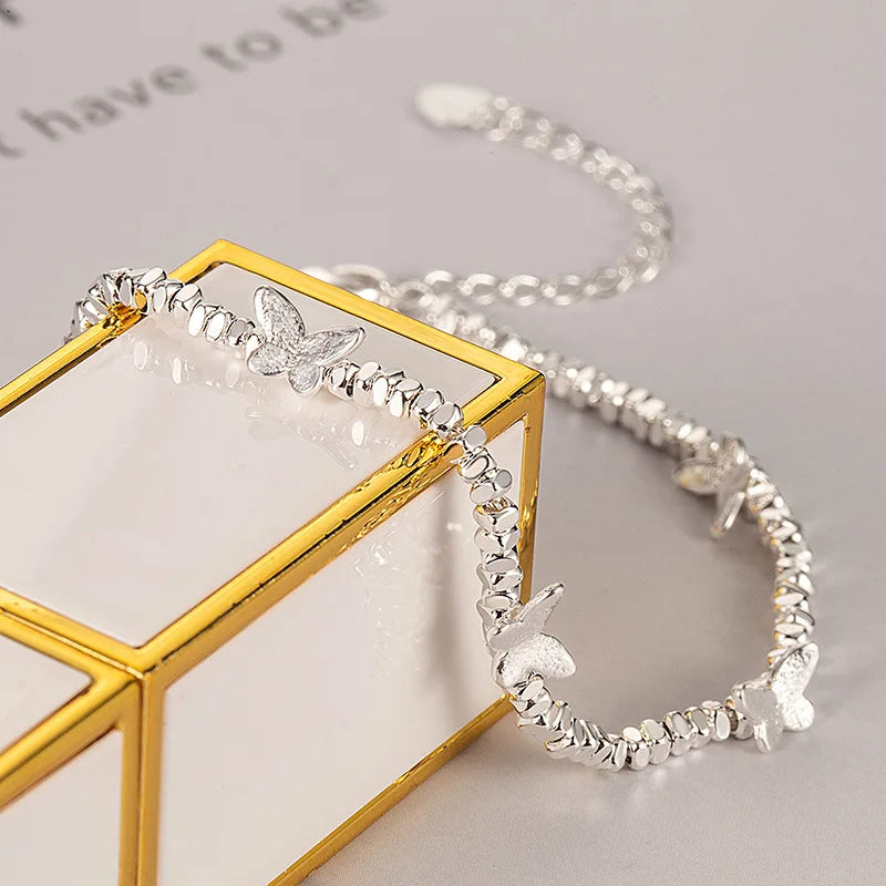 VENTFILLE 925 Silver Butterfly Bracelet – Cute Beaded String Design for Girls