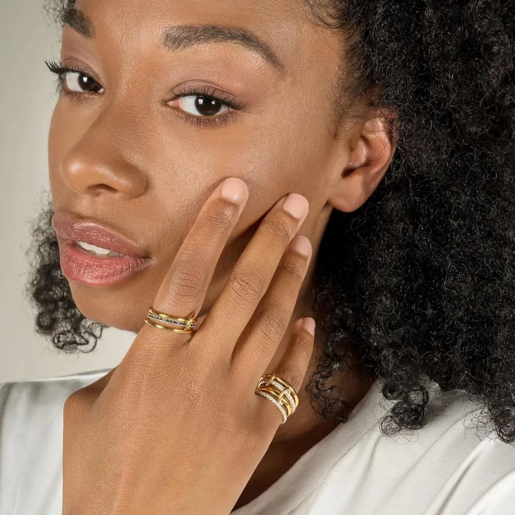 Two-Tone Four-Band Copper Ring – Hypoallergenic Stacking Piece for Young Women