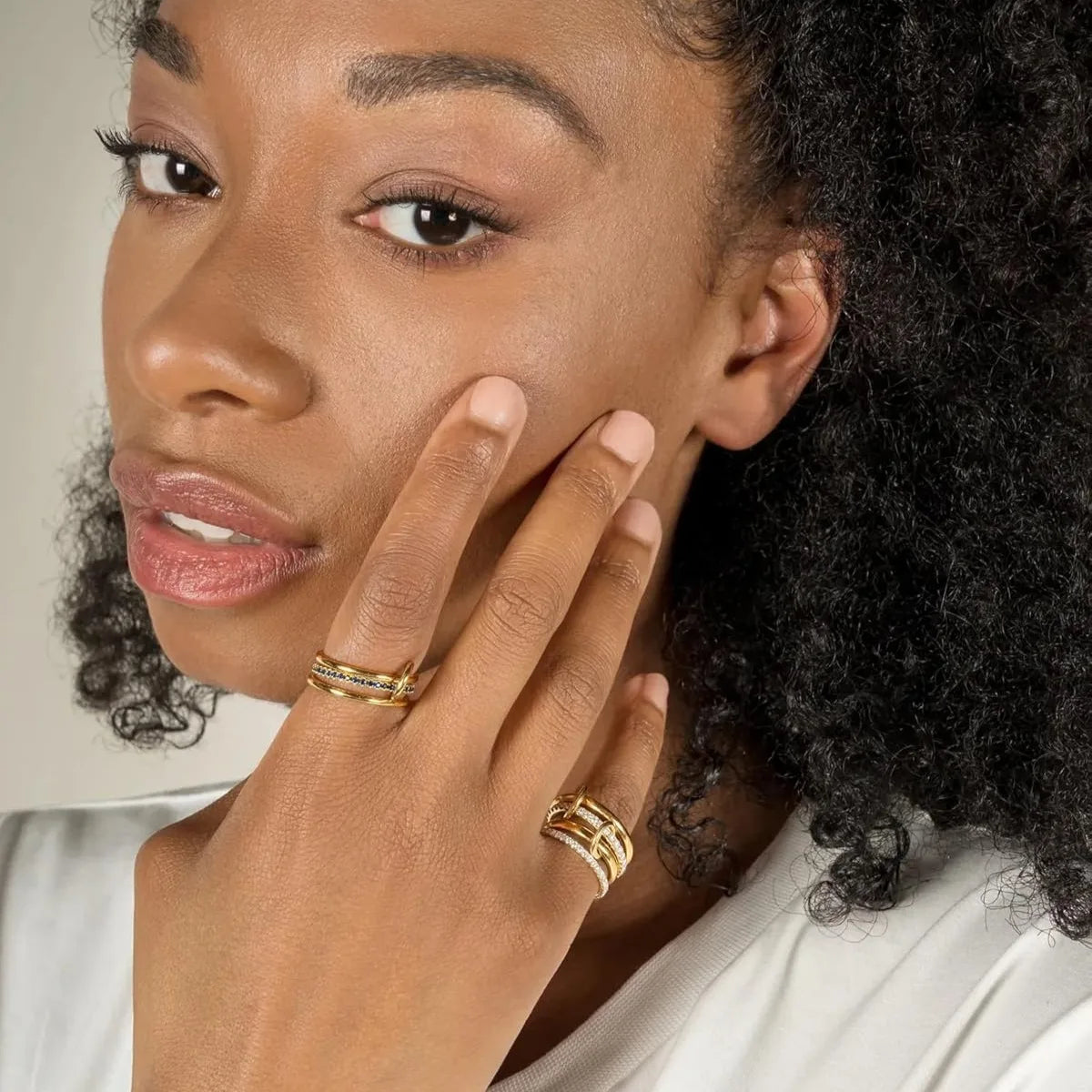 Two-Tone Four-Band Copper Ring – Hypoallergenic Stacking Piece for Young Women