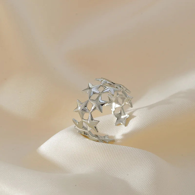 Double-Layer Star Ring – 2025 Gold Stainless Steel Waterproof Open Design for Women